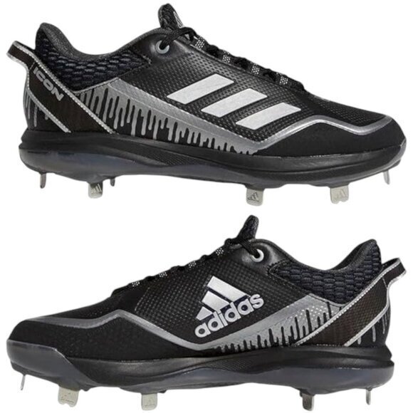Adidas Icon 7 Dripped Out Metal Baseball Cleats Black Men\'s 10 New with Tags H00 main image 4